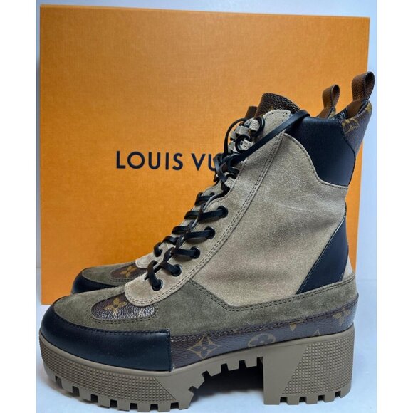 Louis Vuitton Women's Laureate Platform Desert Boots Suede Monogram EU 38/US 7.5 - Picture 2 of 12